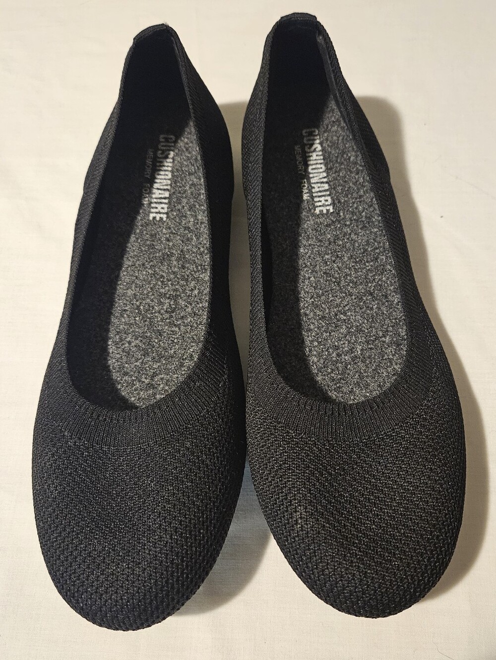 Cushionaire Tyra Knit Ballet Flats Women’s 7.5 Black Memory Foam Slip-On Comfort